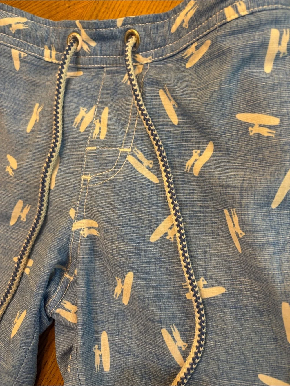 johnnie-O Light Blue Surfboard Print Kids Swim Trunks
